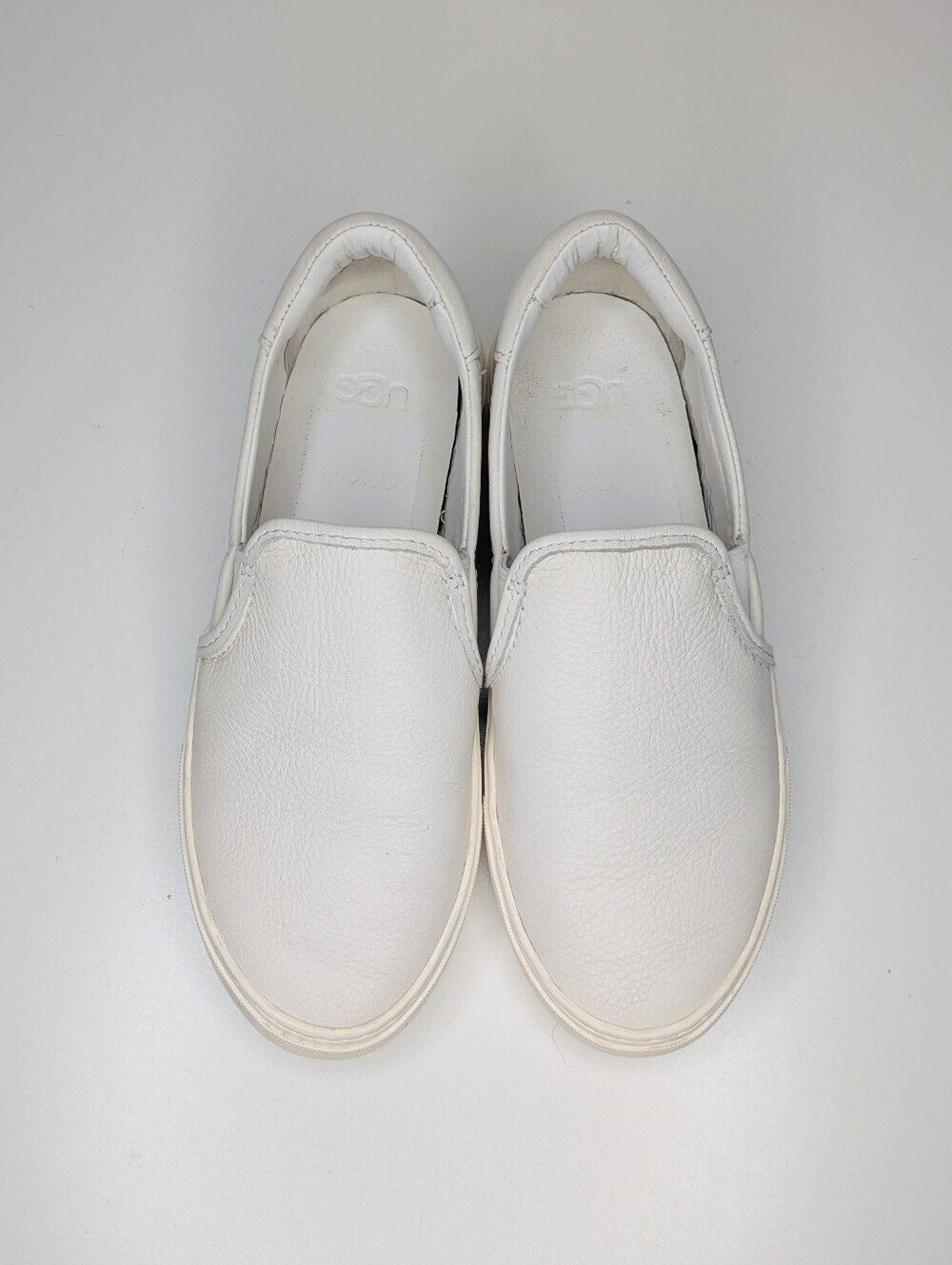 UGG White Slip-On Leather Flats